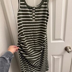 Heart & Hips Green Striped Maternity Dress